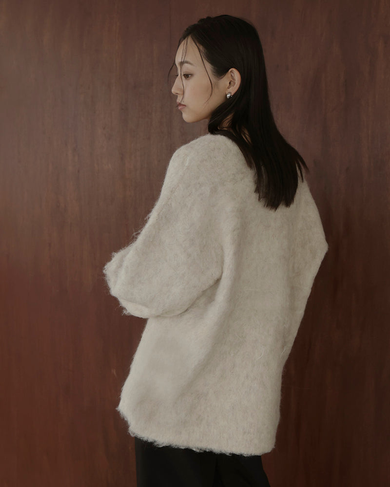 ミックスシャギーキーネックニット