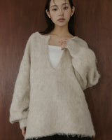 ミックスシャギーキーネックニット