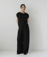 配色ボタンポケットニットベスト