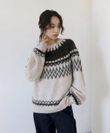 【12月下旬予約商品】ノルディック柄ニットプルオーバー