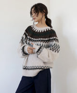 【12月下旬予約商品】ノルディック柄ニットプルオーバー