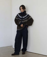 【11月下旬予約商品】ノルディック柄ハーフジップニットプルオーバー