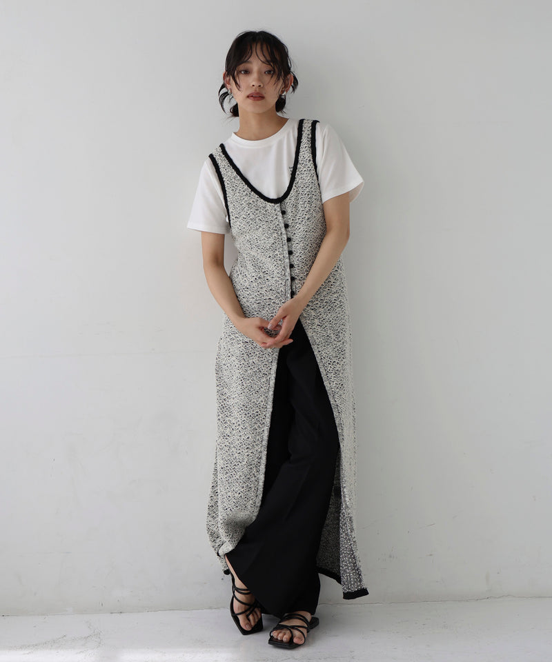ミックスニットロングワンピ
