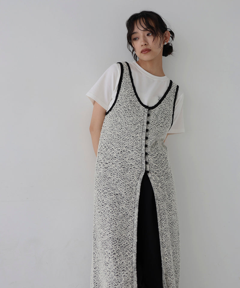 ミックスニットロングワンピ