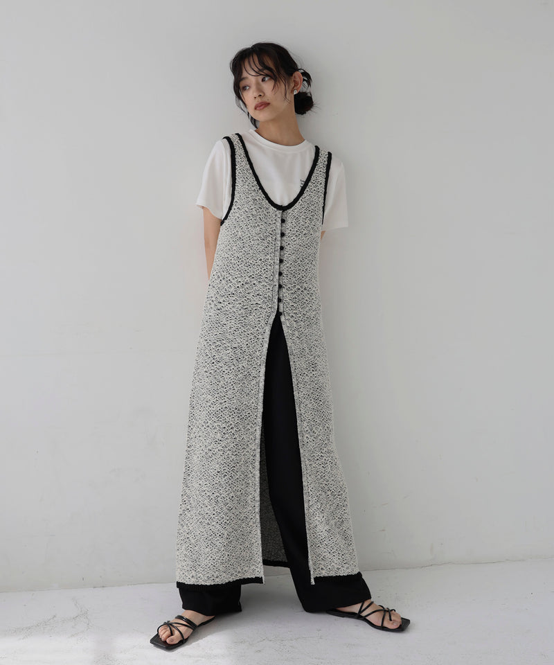 ミックスニットロングワンピ
