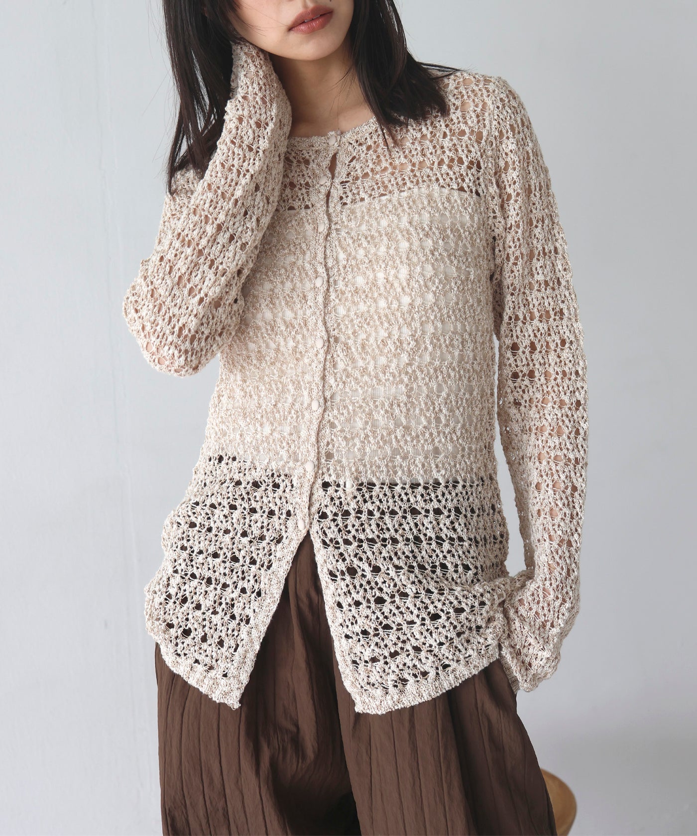 前後2way メッシュチュニックカーデ – hellam