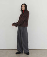 フェザー襟付きニットカーディガン