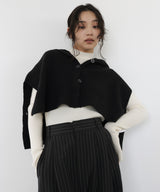 アルパカタッチフード付きニットケープ