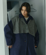 アルパカタッチフード付きニットケープ