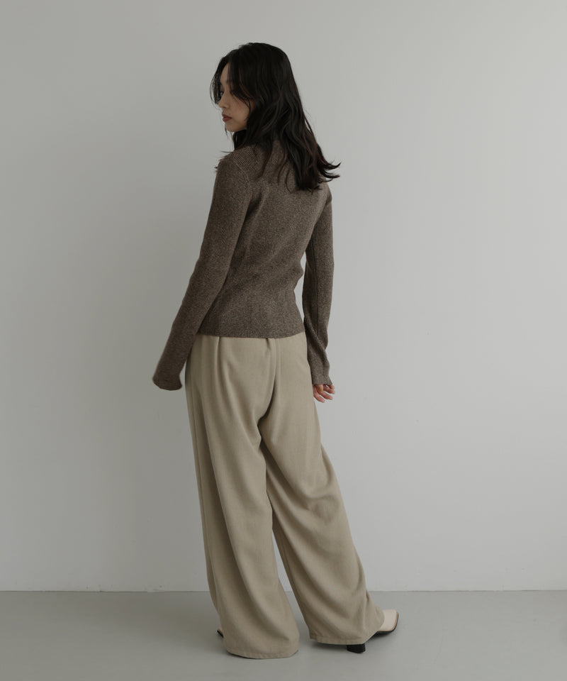 襟付キーネックニットプルオーバー