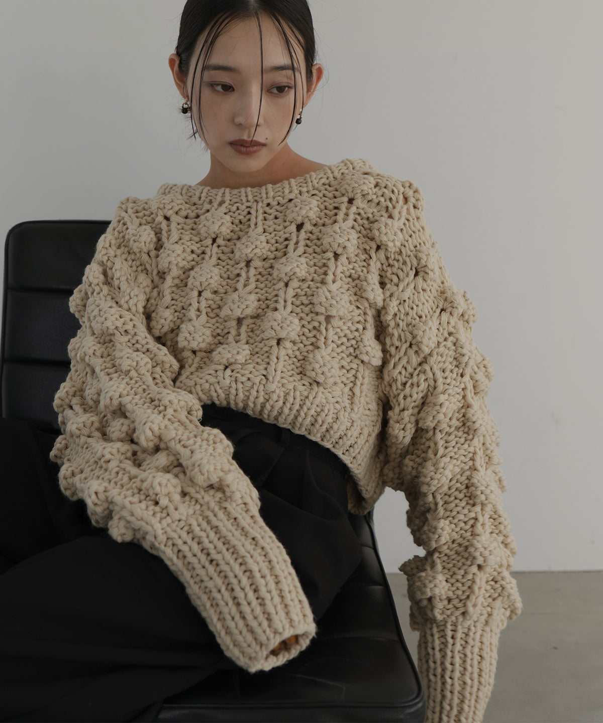 ■前にならえフード　バラクラバ　アラン模様　クリームカーキ 限定展開 フリース バラクラバ/ネックウォーマー/フード｜フリークス