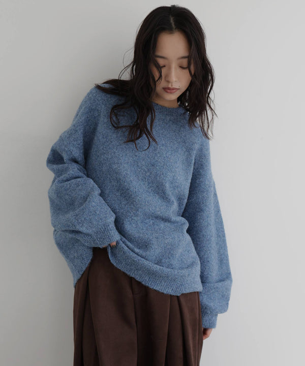 クルーネックカラーニットプルオーバー