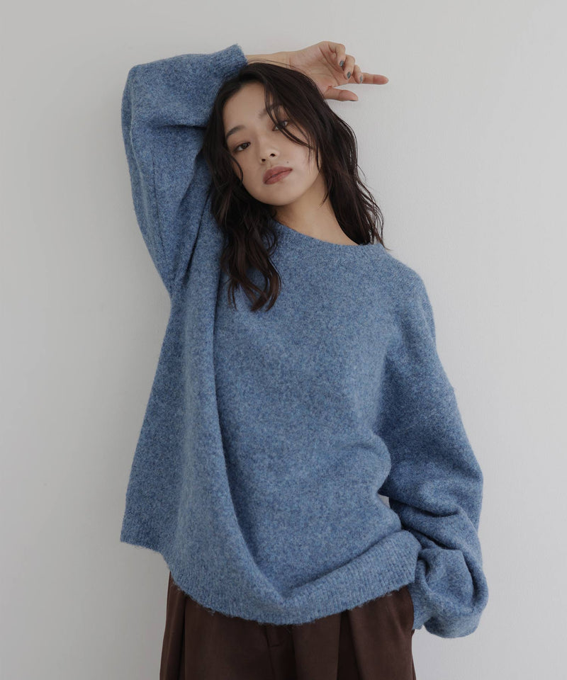 クルーネックカラーニットプルオーバー