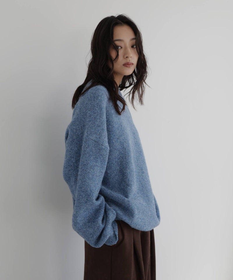 クルーネックカラーニットプルオーバー