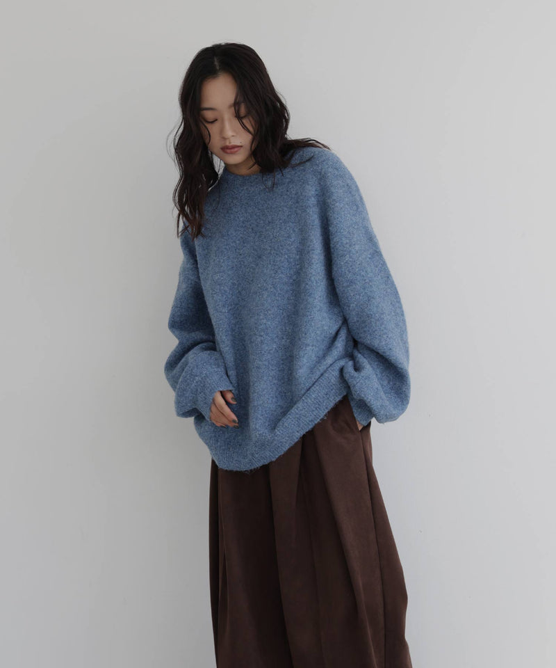 クルーネックカラーニットプルオーバー