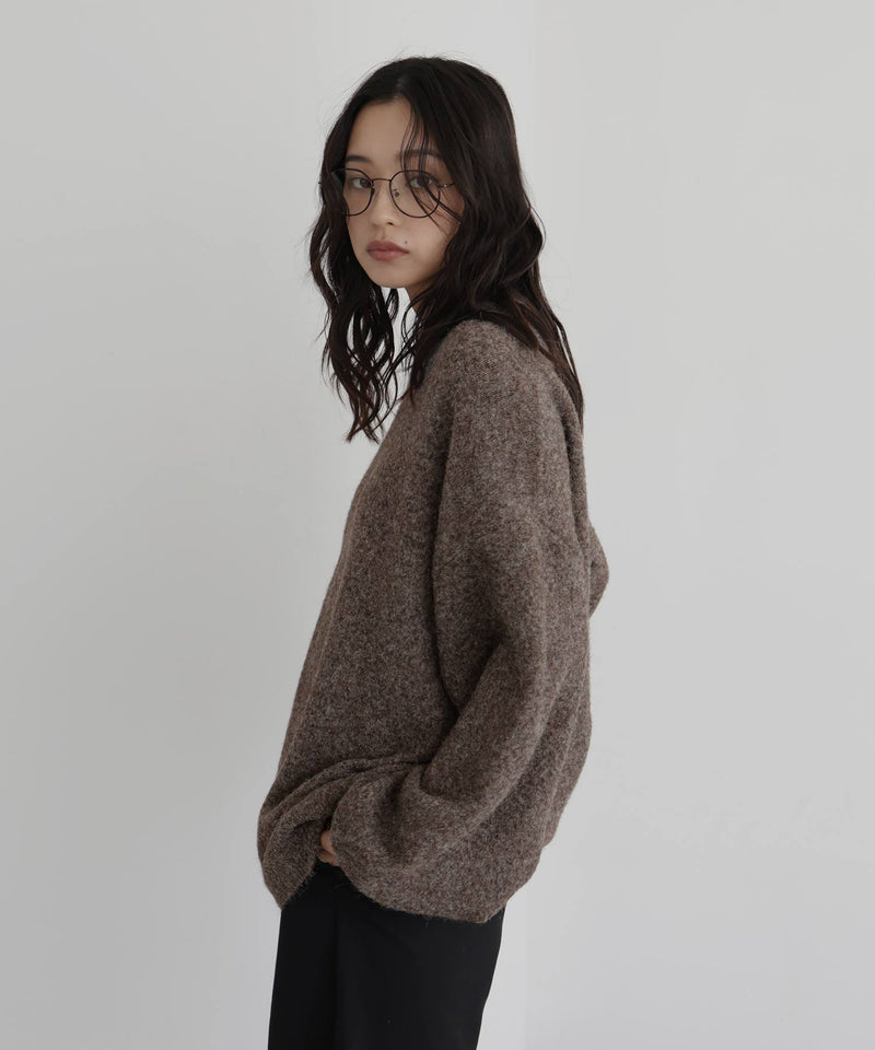 クルーネックカラーニットプルオーバー