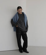 クルーネックカラーニットプルオーバー