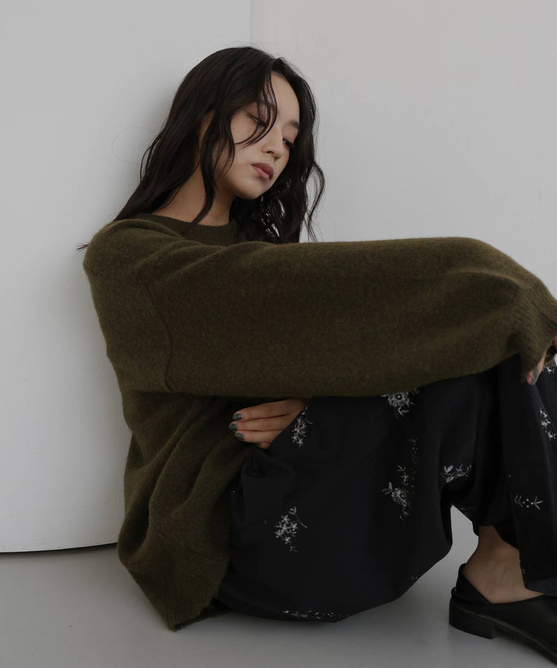 クルーネックカラーニットプルオーバー