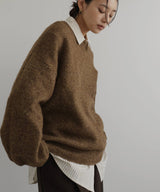 クルーネックカラーニットプルオーバー