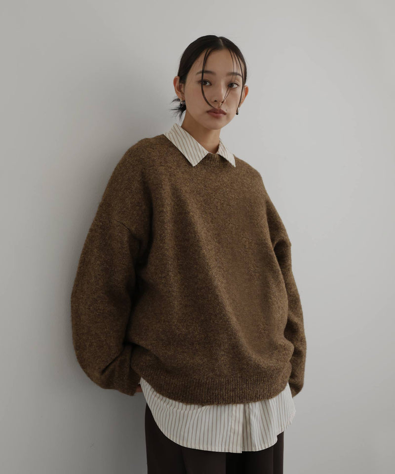 クルーネックカラーニットプルオーバー