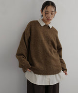 クルーネックカラーニットプルオーバー