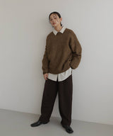 クルーネックカラーニットプルオーバー