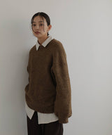 クルーネックカラーニットプルオーバー