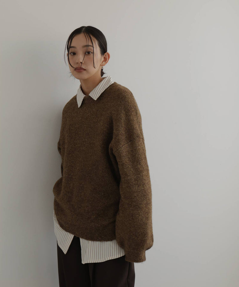 クルーネックカラーニットプルオーバー