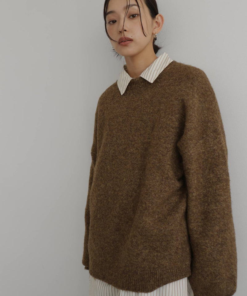 クルーネックカラーニットプルオーバー