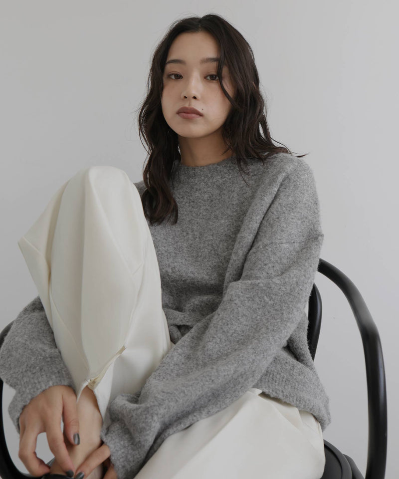 クルーネックカラーニットプルオーバー