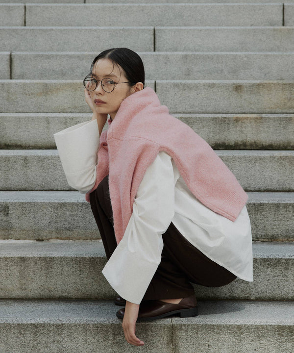 クルーネックカラーニットプルオーバー