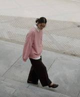 クルーネックカラーニットプルオーバー