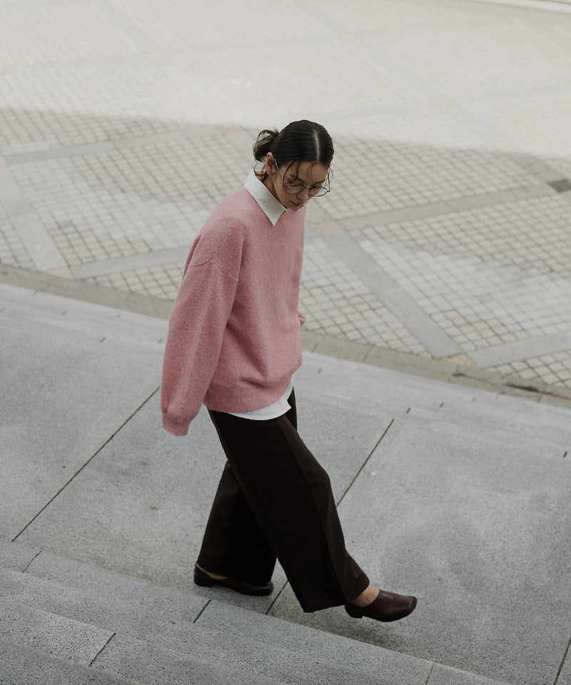 クルーネックカラーニットプルオーバー