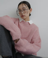 クルーネックカラーニットプルオーバー