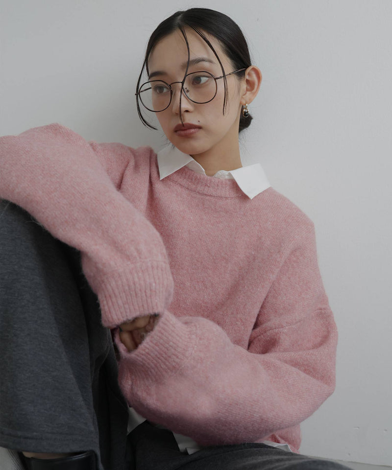 クルーネックカラーニットプルオーバー