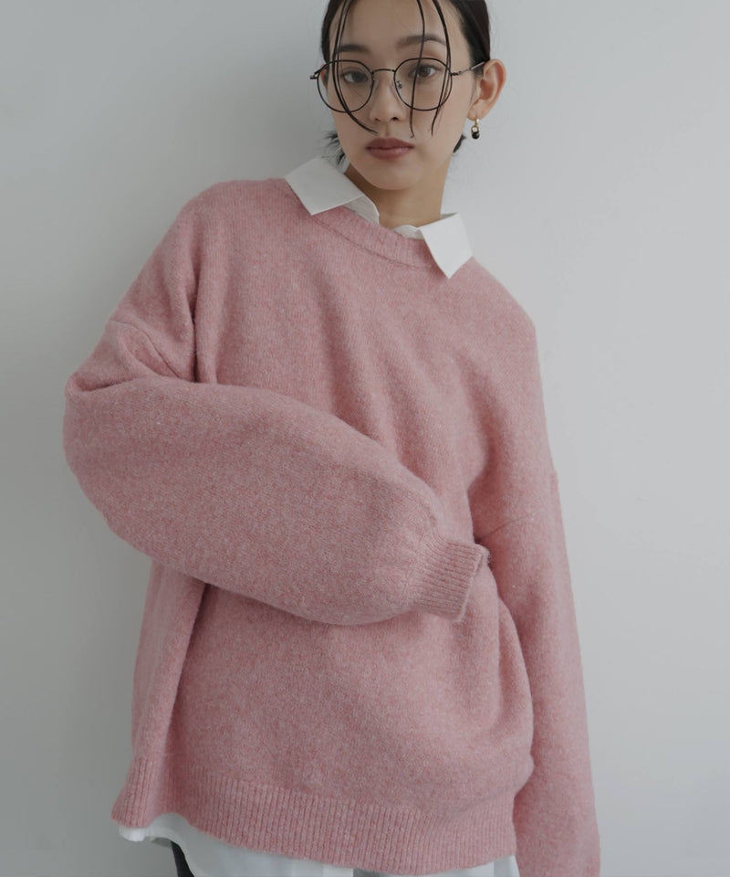 クルーネックカラーニットプルオーバー