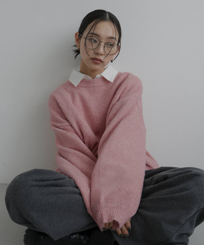 クルーネックカラーニットプルオーバー