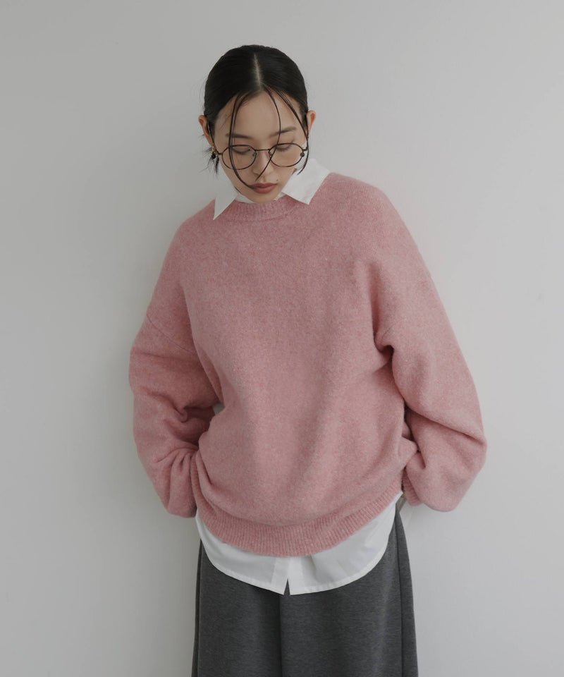 クルーネックカラーニットプルオーバー
