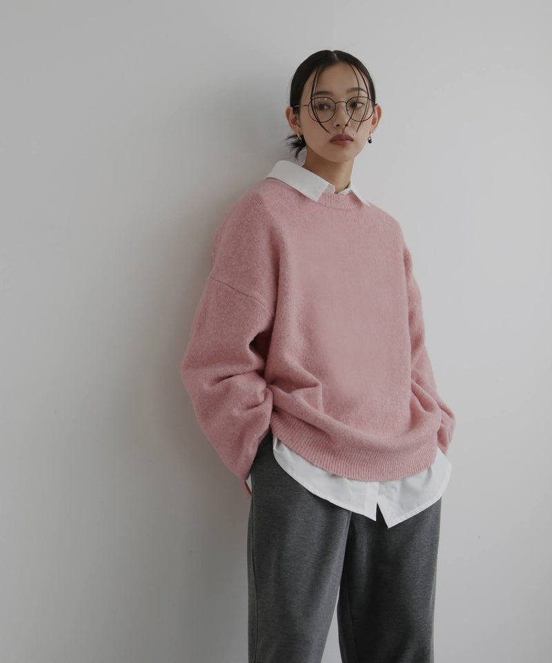 クルーネックカラーニットプルオーバー