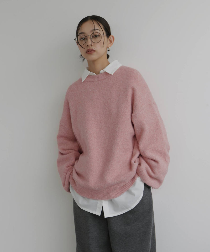 クルーネックカラーニットプルオーバー