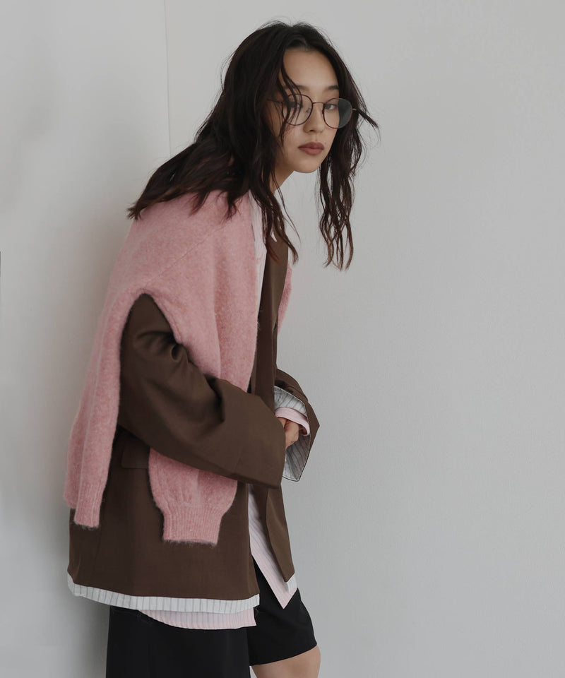 クルーネックカラーニットプルオーバー