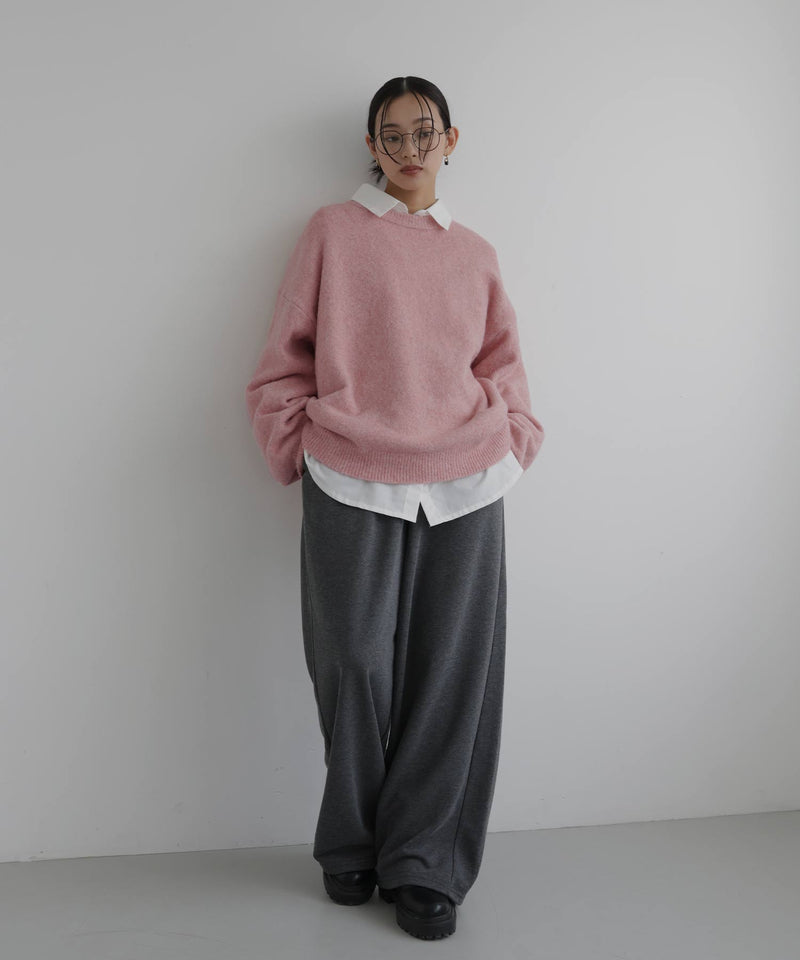 クルーネックカラーニットプルオーバー