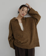 キーネックニットポロ