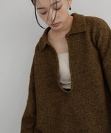 キーネックニットポロ