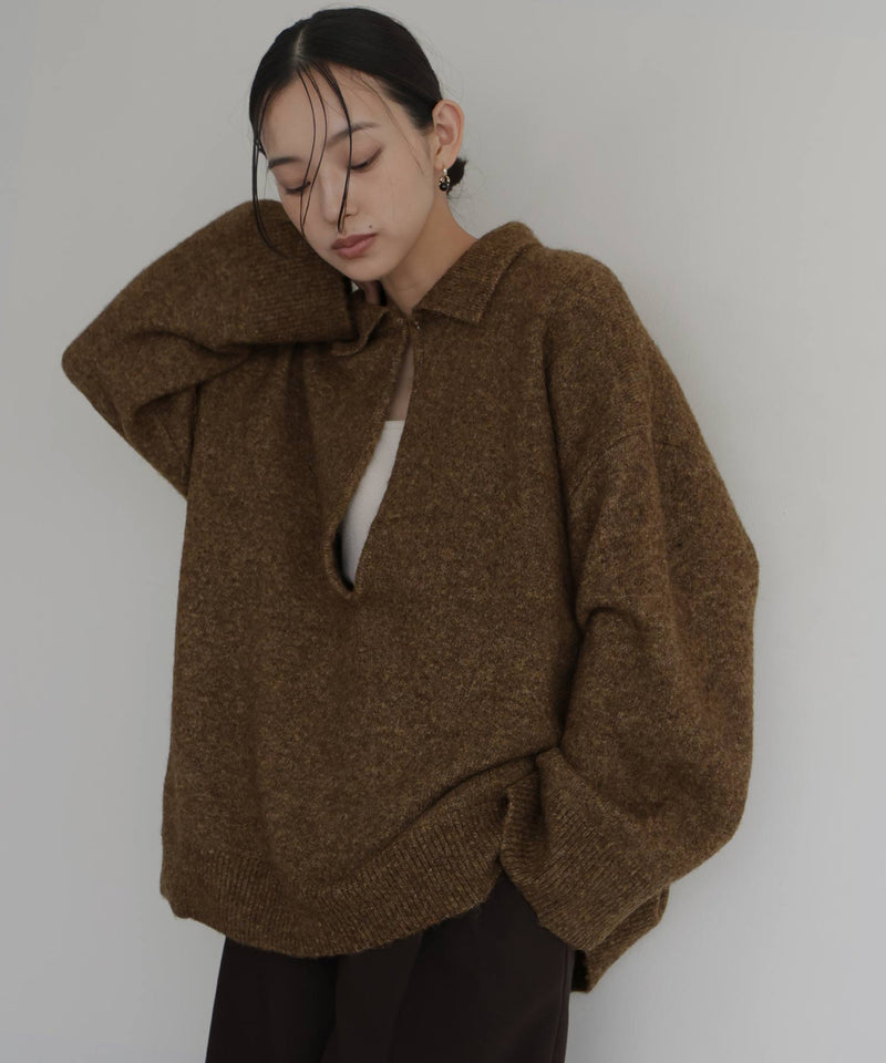 キーネックニットポロ