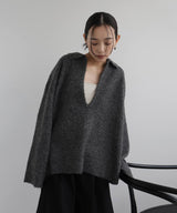 キーネックニットポロ