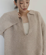 キーネックニットポロ