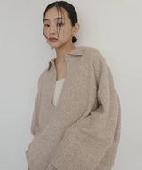 キーネックニットポロ