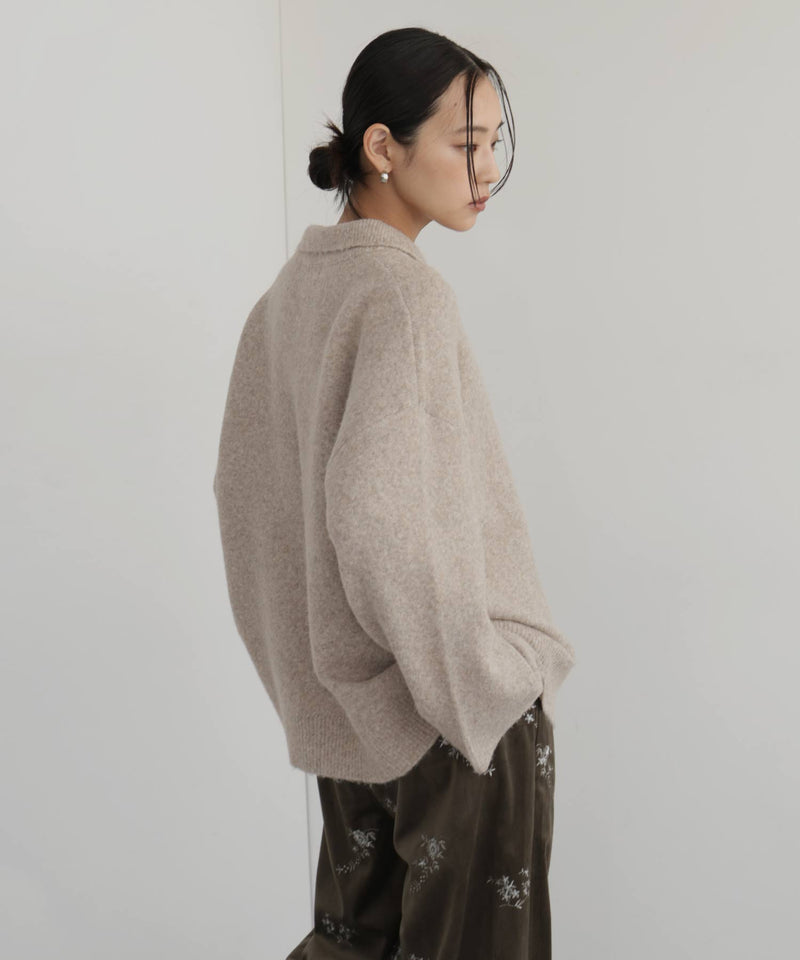 キーネックニットポロ