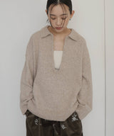 キーネックニットポロ